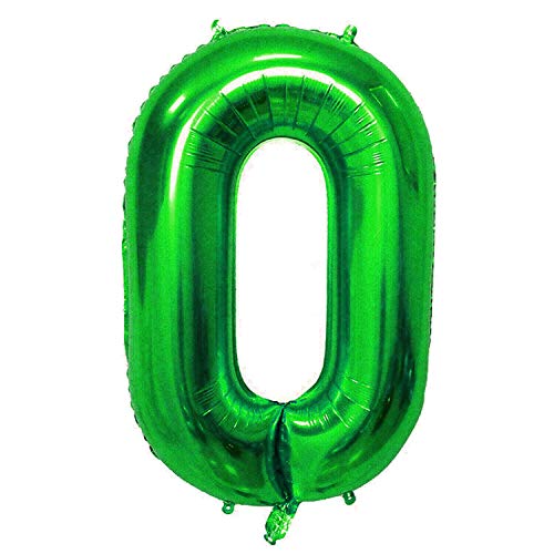 Oblique Unique® Folien Luftballon mit Zahl Nummer 0 - 9 Folienballon für Kinder Geburtstag Jubiläum Silvester Party Deko Ballon Grün - Zahl wählbar (Nr 0) von Oblique Unique