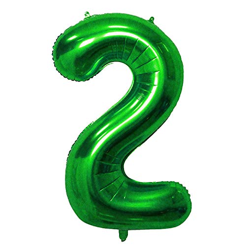 Oblique Unique® Folien Luftballon mit Zahl Nummer 0-9 Folienballon für Kinder Geburtstag Jubiläum Silvester Party Deko Ballon Grün - Zahl wählbar (Nr 2) von Oblique Unique