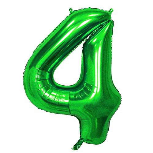 Oblique Unique® Folien Luftballon mit Zahl Nummer 0-9 Folienballon für Kinder Geburtstag Jubiläum Silvester Party Deko Ballon Grün - Zahl wählbar (Nr 4) von Oblique Unique