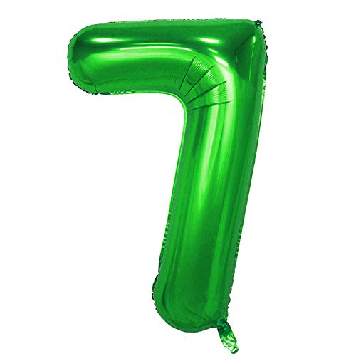 Oblique Unique® Folien Luftballon mit Zahl Nummer 0-9 Folienballon für Kinder Geburtstag Jubiläum Silvester Party Deko Ballon Grün - Zahl wählbar (Nr 7) von Oblique Unique