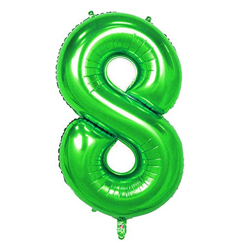 Oblique Unique® Folien Luftballon mit Zahl Nummer 0-9 Folienballon für Kinder Geburtstag Jubiläum Silvester Party Deko Ballon Grün - Zahl wählbar (Nr 8) von Oblique Unique