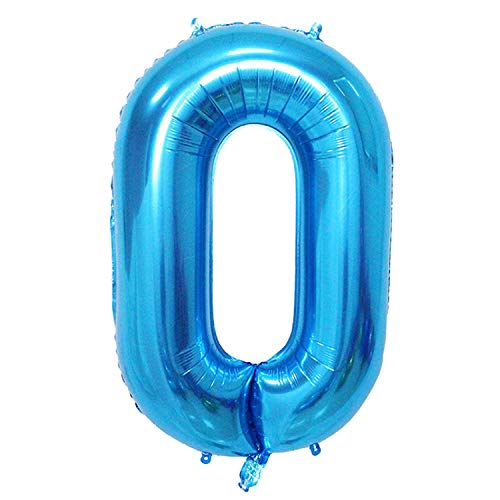 Oblique Unique® Folien Luftballon mit Zahl Nummer für Kinder Geburtstag Jubiläum Silvester Party Deko Folienballon in Blau - Zahl wählbar (Nr 0) von Oblique Unique