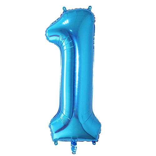 Oblique Unique® Folien Luftballon mit Zahl Nummer für Kinder Geburtstag Jubiläum Silvester Party Deko Folienballon in Blau - Zahl wählbar (Nr 1) von Oblique Unique
