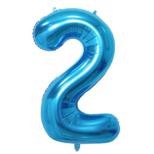 Oblique Unique® Folien Luftballon mit Zahl Nummer für Kinder Geburtstag Jubiläum Silvester Party Deko Folienballon in Blau - Zahl wählbar (Nr 2) von Oblique Unique