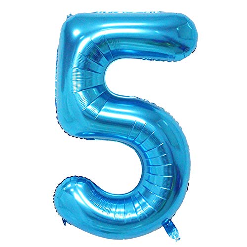 Oblique Unique® Folien Luftballon mit Zahl Nummer für Kinder Geburtstag Jubiläum Silvester Party Deko Folienballon in Blau - Zahl wählbar (Nr 5) von Oblique Unique