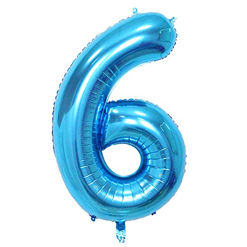 Oblique Unique® Folien Luftballon mit Zahl Nummer für Kinder Geburtstag Jubiläum Silvester Party Deko Folienballon in Blau - Zahl wählbar (Nr 6) von Oblique Unique