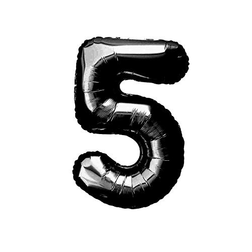 Oblique Unique® Folien Luftballon mit Zahl Nummer für Kinder Geburtstag Jubiläum Silvester Party Deko Folienballon in Schwarz - Zahl wählbar (Nr 5) von Oblique Unique