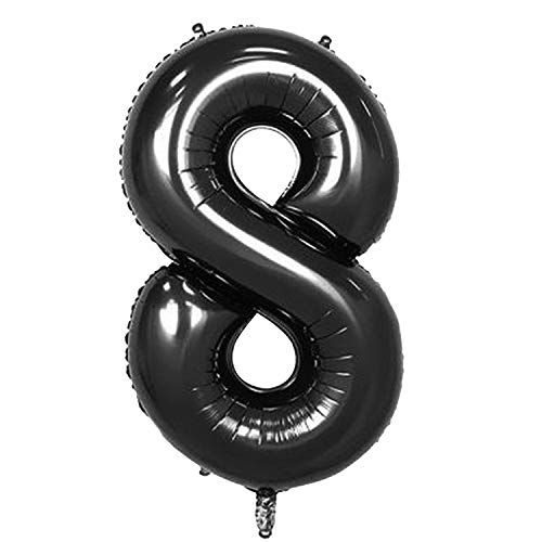 Oblique Unique® Folien Luftballon mit Zahl Nummer für Kinder Geburtstag Jubiläum Silvester Party Deko Folienballon in Schwarz - Zahl wählbar (Nr 8) von Oblique Unique