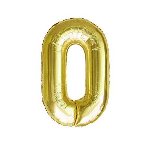 Oblique Unique® Folien Luftballon mit Zahl Nummer in Gold für Geburtstag Jubiläum Party Deko Folienballon - Zahl wählbar (Nr 0) von Oblique Unique