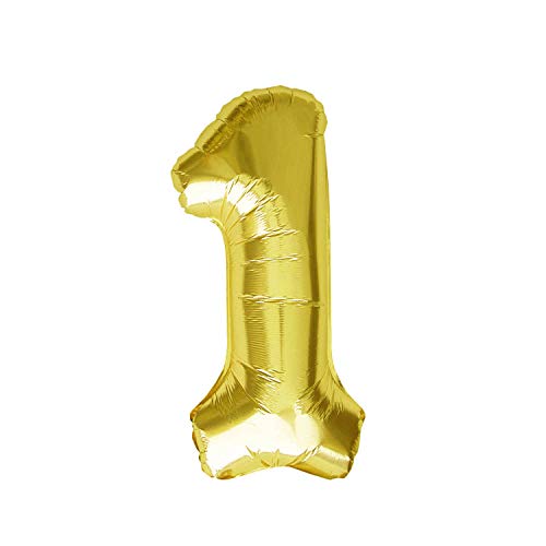 Oblique Unique® Folien Luftballon mit Zahl Nummer in Gold für Geburtstag Jubiläum Party Deko Folienballon - Zahl wählbar (Nr 1) von Oblique Unique