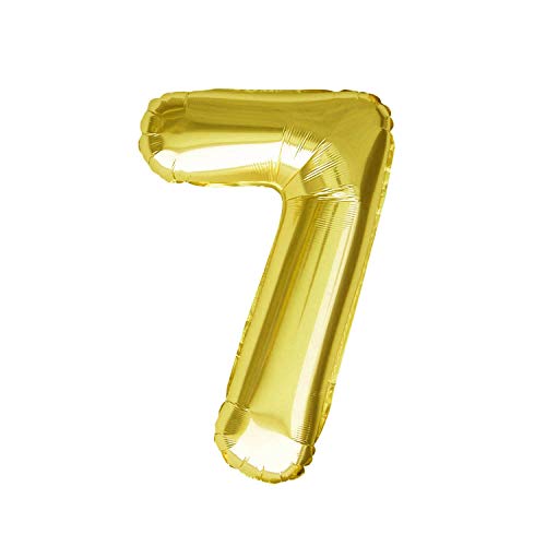 Oblique Unique® Folien Luftballon mit Zahl Nummer in Gold für Geburtstag Jubiläum Party Deko Folienballon - Zahl wählbar (Nr 7) von Oblique Unique