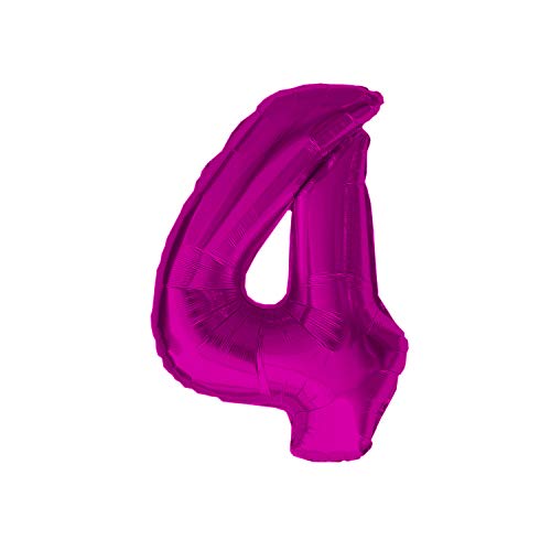 Oblique Unique® Folien Luftballon mit Zahl Nummer in Pink für Kinder Geburtstag Jubiläum Party Deko Folienballon - Zahl wählbar (Nr 4) von Oblique Unique