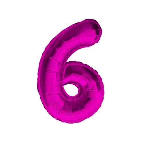Oblique Unique® Folien Luftballon mit Zahl Nummer in Pink für Kinder Geburtstag Jubiläum Party Deko Folienballon - Zahl wählbar (Nr 6) von Oblique Unique