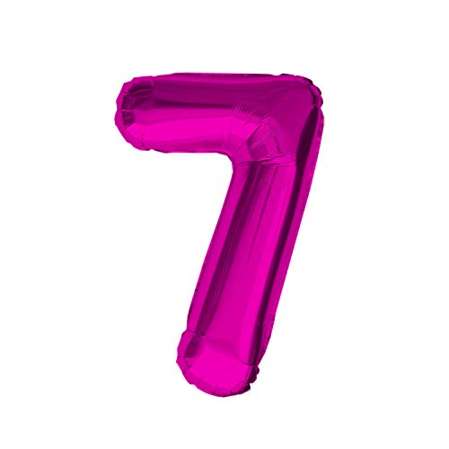 Oblique Unique® Folien Luftballon mit Zahl Nummer in Pink für Kinder Geburtstag Jubiläum Party Deko Folienballon - Zahl wählbar (Nr 7) von Oblique Unique