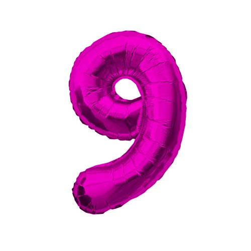 Oblique Unique® Folien Luftballon mit Zahl Nummer in Pink für Kinder Geburtstag Jubiläum Party Deko Folienballon - Zahl wählbar (Nr 9) von Oblique Unique
