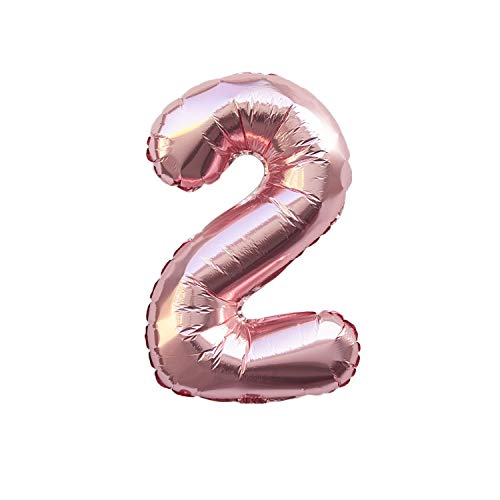 Oblique Unique® Folien Luftballon mit Zahl Nummer in Roségold für Geburtstag Jubiläum Party Deko Folienballon - Zahl wählbar (Nr 2) von Oblique Unique