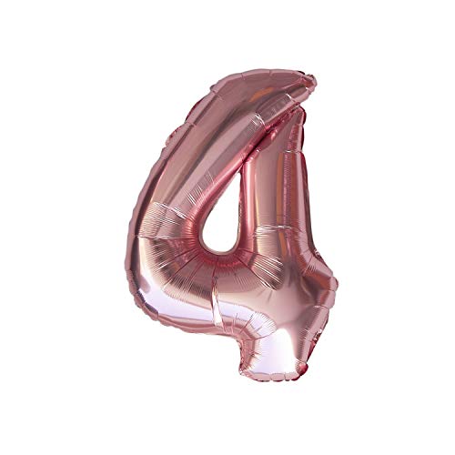 Oblique Unique® Folien Luftballon mit Zahl Nummer in Roségold für Geburtstag Jubiläum Party Deko Folienballon - Zahl wählbar (Nr 4) von Oblique Unique