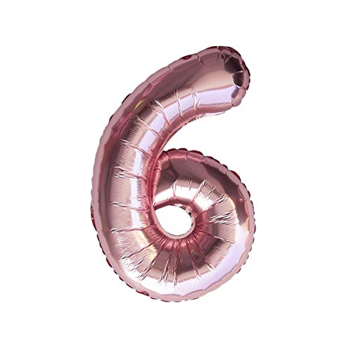 Oblique Unique® Folien Luftballon mit Zahl Nummer in Roségold für Geburtstag Jubiläum Party Deko Folienballon - Zahl wählbar (Nr 6) von Oblique Unique