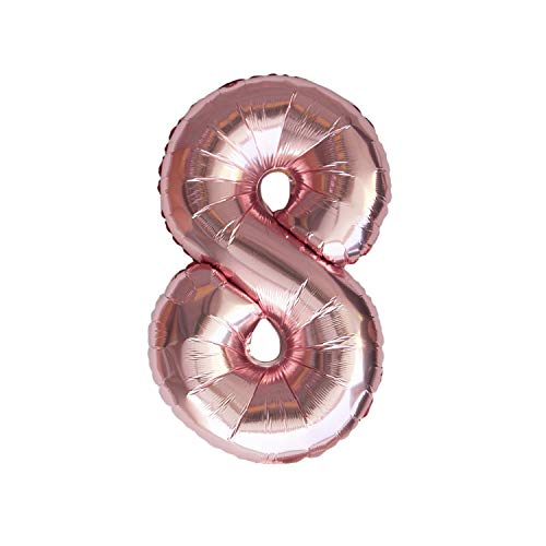 Oblique Unique® Folien Luftballon mit Zahl Nummer in Roségold für Geburtstag Jubiläum Party Deko Folienballon - Zahl wählbar (Nr 8) von Oblique Unique