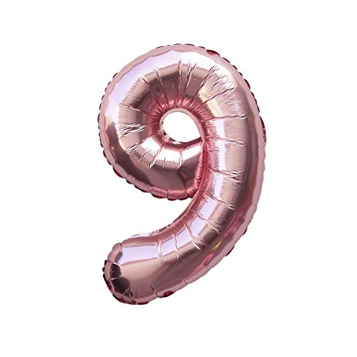 Oblique Unique® Folien Luftballon mit Zahl Nummer in Roségold für Geburtstag Jubiläum Party Deko Folienballon - Zahl wählbar (Nr 9) von Oblique Unique
