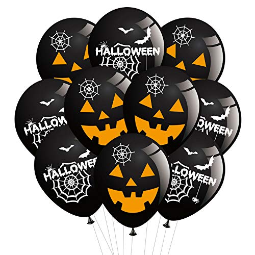 Oblique Unique® Halloween Luftballon Set 10 gruselige Horror Deko Ballons mit Kürbis Spinnennetz Fledermaus Motiven Feier Party Dekoration Schwarz Orange Weiß von Oblique Unique