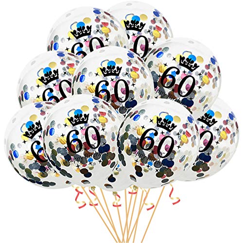 Oblique Unique® Konfetti Luftballon Set für 60. Geburtstag Feier Party Ballons 10 Stück bunt von Oblique Unique