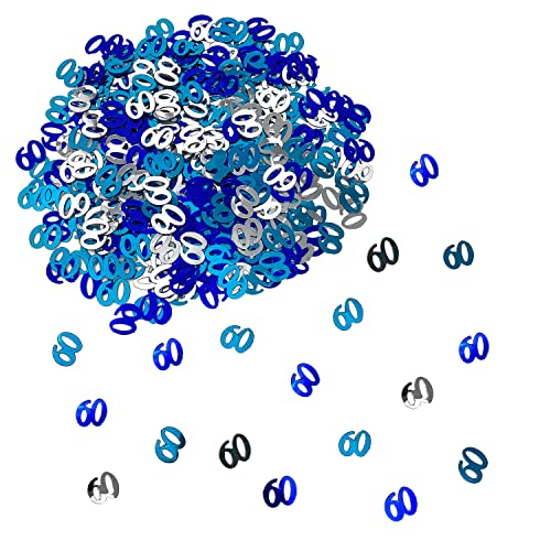 Oblique Unique® Konfetti Zahl 60 für 60. Geburtstag Jubiläum Dekoration Tisch Deko Streudeko 500 Stück Blau Türkis Silber von Oblique Unique