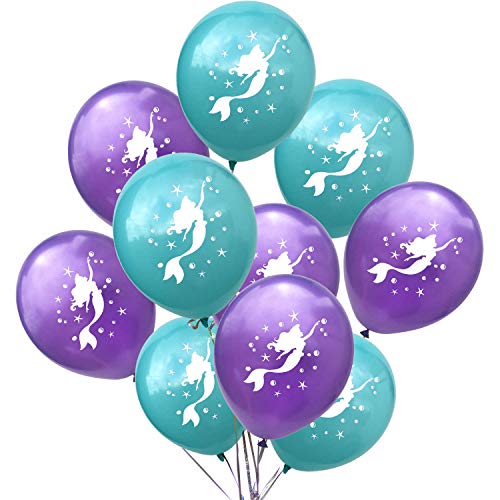 Oblique Unique® Meerjungfrau Luftballon Set für Mädchen Kinder Geburtstag Baby Shower Schuleinführung Feier Motto Party Meerjungfrauen Mermaid Ballons Lila Türkis von Oblique Unique