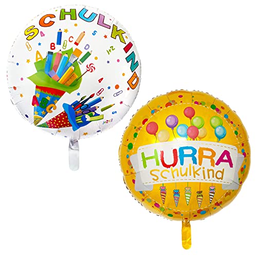 Oblique Unique® Schuleinführung Schulanfang Einschulung Deko Set für Jungs Mädchen - 1x Folien Ballon Hurra Schulkind und 1x Folien Ballon Schulkind von Oblique Unique