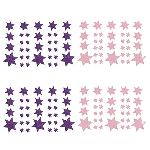 Oblique Unique® Stern Sticker Set 136 Stück Selbstklebende glitzernde Sterne Aufkleber Deko Weihnachten Basteln Scrapbooking Mädchen Lila Rosa von Oblique Unique