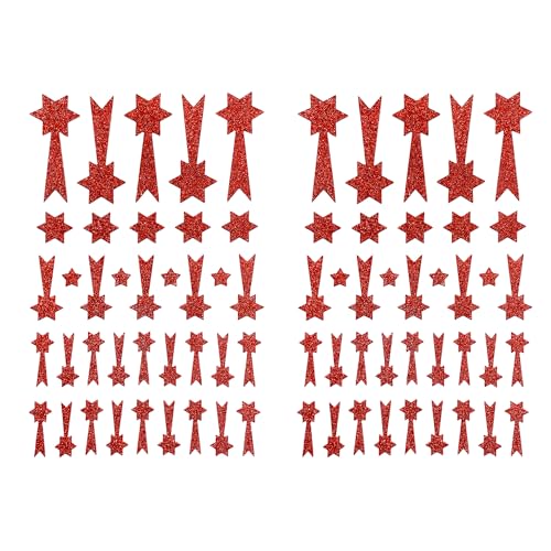 Oblique Unique® Sternschnuppen Sticker Set 74 Stk. Glitzer Schnuppen Stern Aufkleber für Weihnachten zum Dekorieren Spielen Basteln Scrapbooking (Rot) von Oblique Unique