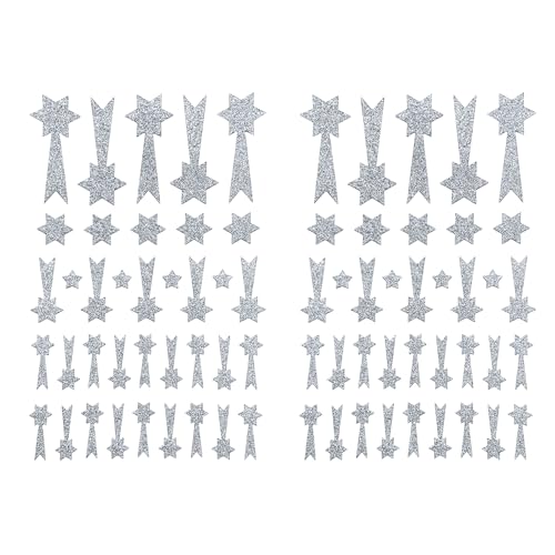 Oblique Unique® Sternschnuppen Sticker Set 74 Stk. Glitzer Schnuppen Stern Aufkleber für Weihnachten zum Dekorieren Spielen Basteln Scrapbooking (Silber) von Oblique Unique