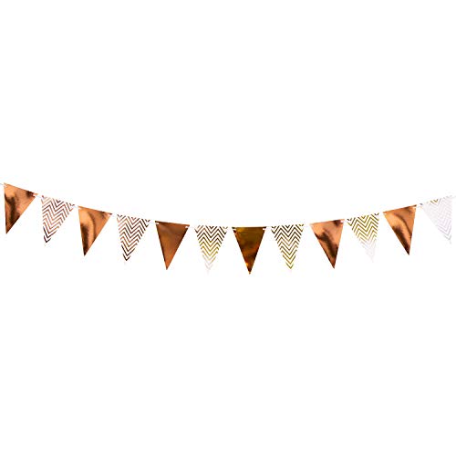 Oblique Unique® Wimpel Girlande Banner Roségold Wimpelkette für Geburtstag Jubiläum JGA Hochzeit Einschulung Feier Party Kindergeburtstag Deko von Oblique Unique