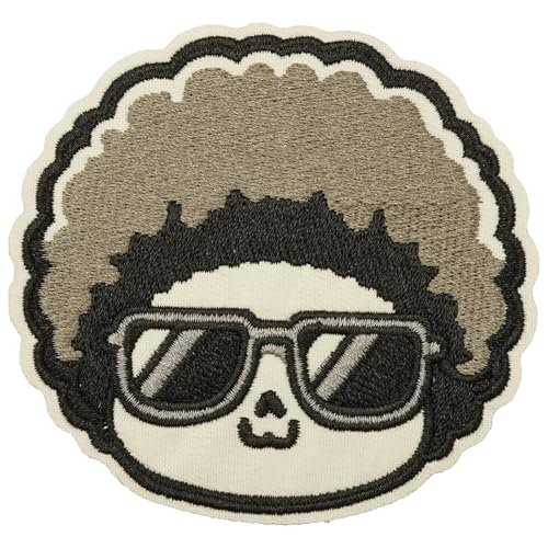 Obokata American Retro Embroidered Patches Personality Patches Hip-Hop Boy with Sunglasses Sew/Iron On DIY Patch Art Decorative Badge for Jackets, Denim, Hats, Backpacks, and Clothing von Obokata