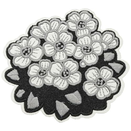 Obokata American Retro Embroidered Patches Personality Patches Silver Flowers Sew/Iron On DIY Patch Art Decorative Badge for Jackets, Denim, Hats, Backpacks and Clothing von Obokata