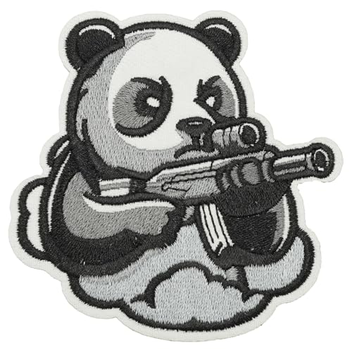 Obokata Animal Embroidered Patches Cartoon Patch Serious Sniper Panda Sew/Iron on DIY Patch Fun Decorative Badge for Jackets, Denim, Hats and Clothing von Obokata