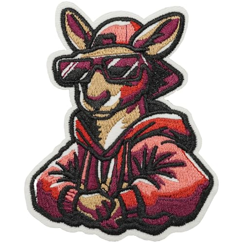 Obokata Animal Embroidered Patches Cartoon Patch Trendy Hip-Hop Kangaroo in Red Outfit Sew/Iron on DIY Patch Fun Decorative Badge for Jackets, Denim, Hats, and Clothing von Obokata