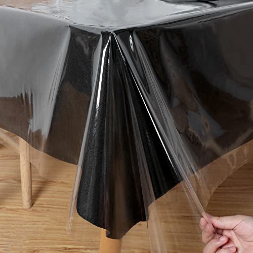 Obstal Transparente Kunststoff-Tischdecke, 132 x 178 cm, 100 % wasserdicht, öldicht, auslaufsicher, Vinyl-PVC-Tischdecke, abwischbar, rechteckig, für Esstisch, Außen- und Innenbereich, transparent von Obstal