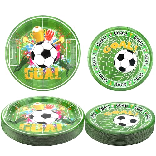 Obussgar Fußball Geburtstag Party Dekorationen - Fußball Geburtstag Party Supplies einschließlich 40 Pcs 9'' Teller und 40 Pcs 7'' Teller für Geburtstag Party von Obussgar