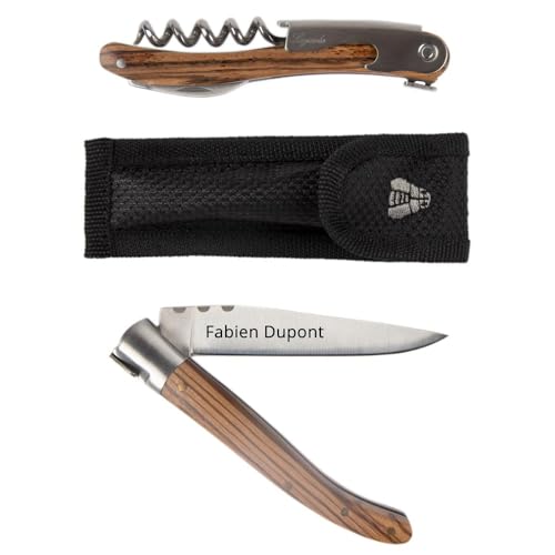 Ocadeau Laguiole Messer-Set mit personalisierter Gravur - Taschenmesser und Sommeliermesser personalisiert in einem Laguiole Etui - Personalisierbares Set mit 2 Laguiole Messern von Ocadeau