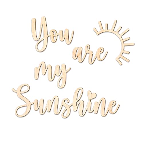 Ocasy 3D Schriftzug Holz "You are my Sunshine" mit Sonnenstrahlen, Wanddekoration ca. 10x70cm, DIY Holzdeko für Kinderzimmer von Ocasy