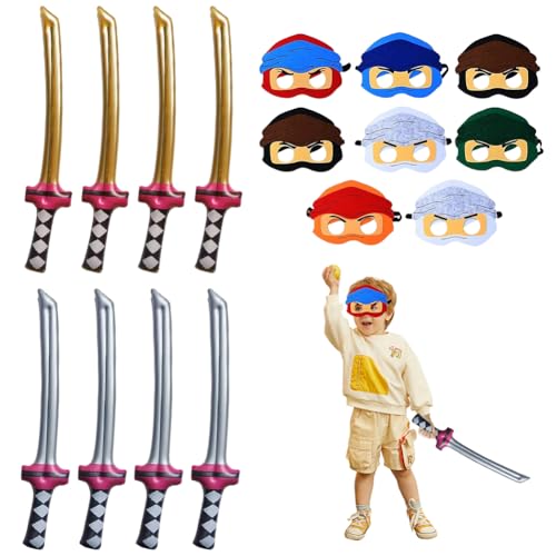 Occzin Ninja Party Mitgebsel Kindergeburtstag 16 Stück Kindergeburtstag Mitgebsel Ninja Masken Ninja Aufblasbares Zubehör Spielzeug für Jungen Ninja Themed Party Hallowwen Deko von Occzin