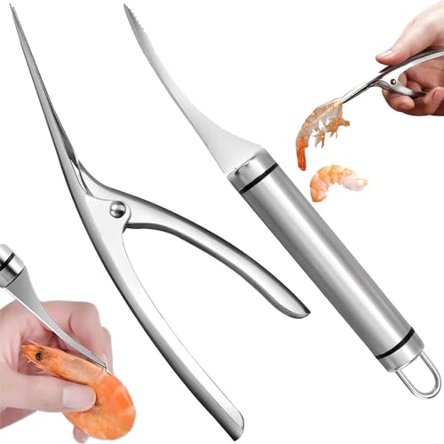 2 Stück Garnelenschäler, Edelstahl Garnelen Schäler, Shrimp Line Cutter, Shrimp Peeler, Shrimp-Schäler, Multifunktions-Garnelenschäler, Leicht zu Reinigen, für Shrimps, Meeresfrüchte und Fisch von Ockyunoo