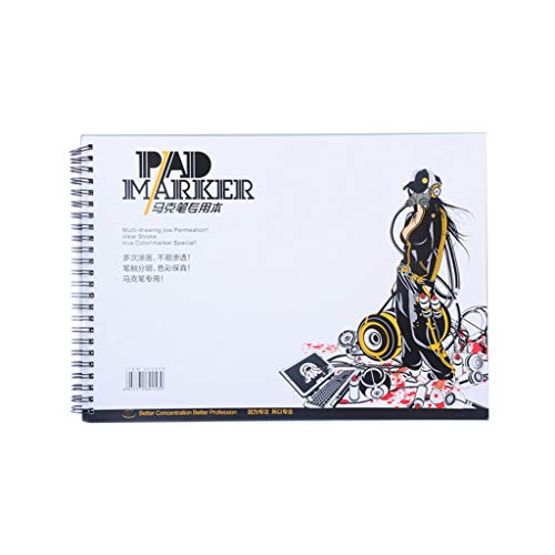 Ocobudbxw Zeichenbuch 34 Blatt A3/A4/A5 Profi Marker Papier Spirale Skizze Notizblock Buch Malerei von Ocobudbxw