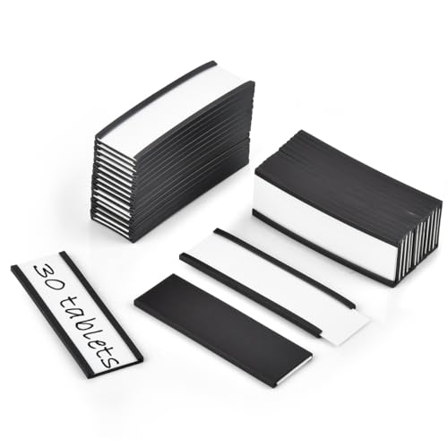 OctBird Magnetische Etikettenhalter,30 Stück C Kanal Magnet Etiketten,Etiketten Magnetisch mit Papiereinlage Schutzfolie,Beschreibbar Schmutzfrei Abnehmbar für Schule BüRo Whiteboards (7,5 X 2,5cm） von OctBird