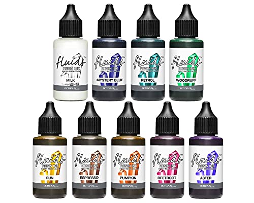 Octopus Fluids Resin Ink Set DARK, Alcohol Ink für Epoxidharz und UV-Resin, Resin-Farbe, Harz-Farbe 9x 30 ml von Octopus Fluids