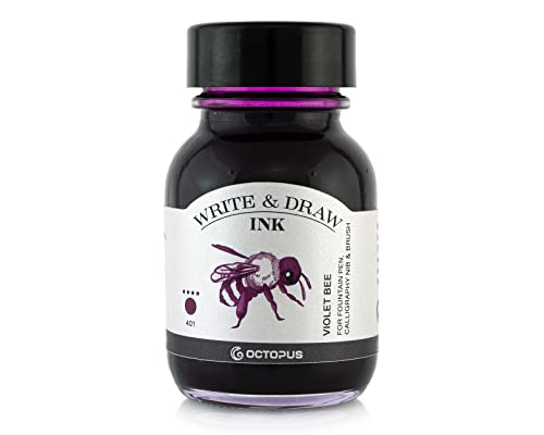 Octopus Write and Draw Ink 401 Violet Bee, wasserfeste Tinte zum Schreiben und Zeichnen, Kalligraphietinte, lichtechte Zeichentusche für Füllhalter, lila, 50 ml von Octopus Fluids