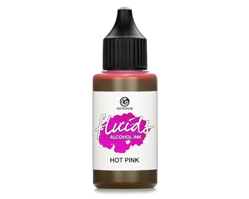 30ml Fluids Alcohol Ink HOT PINK, Alkoholtinte für Fluid Art und Resin, pink von Octopus