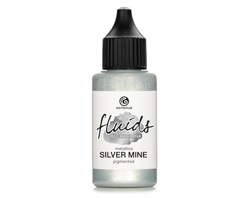 30ml Fluids Alcohol Ink SILVER MINE, Alkoholtinte für Fluid Art und Resin, silber von Octopus