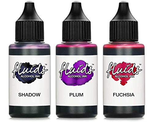 Octopus 3X 30 ml Fluids Alcohol Ink Set Shadow, Plum, Fuchsia Alkohol Ink, Alkoholtinte für Fluid Art, Resin Art und Epoxidharz Farbe von Octopus